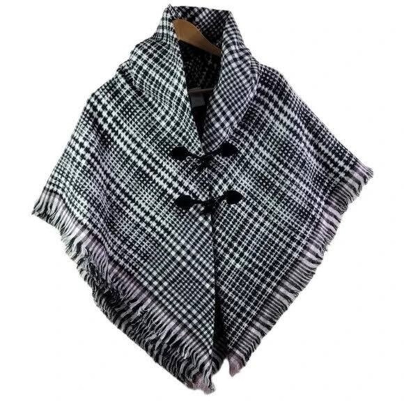 Nwt! Christopher & Banks Plaid Shawl Poncho 🕷 - Picture 3 of 3